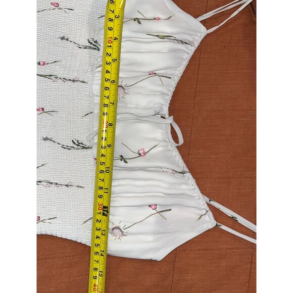 WILFRED Aritzia  Genoa White Floral Maxi Spaghetti Strap Midi  Dress  M Medium - Picture 9 of 11